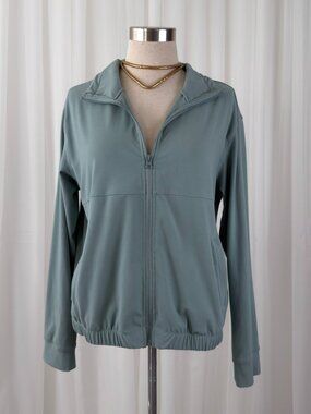 Sage‎ Green Track Jacket Full Zip Mock Neck Y2K Sporty Gorpcore Athleisure M
